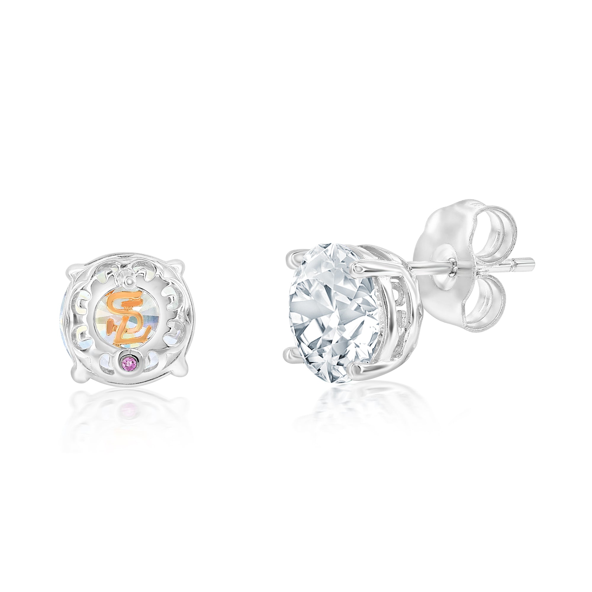 Viki Lynn Orecchini In Argento 925 Con Zirconia Cubica Blu E Placcatura Oro Rosa - Ipoallergenici, Confezione Regalo