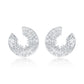Suzy Levian Sterling Silver White Cubic Zirconia Open Circle Crescent Earrings