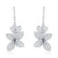 Suzy Levian Sterling Silver White Cubic Zirconia Large Abstract Pave Flower Drop Earrings