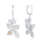 Suzy Levian Sterling Silver White Cubic Zirconia Large Abstract Pave Flower Drop Earrings