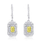Suzy Levian Sterling Silver Emerald Cut Yellow CZ & White CZ Pave Drop Earrings