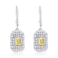 Suzy Levian Sterling Silver Emerald Cut Yellow CZ & White CZ Pave Drop Earrings