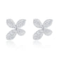 Suzy Levian White Sterling Silver White Cubic Zirconia Large Abstract Pave Flower Earrings