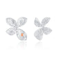 Suzy Levian White Sterling Silver White Cubic Zirconia Large Abstract Pave Flower Earrings