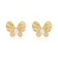 Suzy Levian Yellow Sterling Silver & White Cubic Zirconia Angled Butterfly Earrings