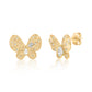 Suzy Levian Yellow Sterling Silver & White Cubic Zirconia Angled Butterfly Earrings