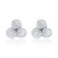 Suzy Levian Sterling Silver Pave White Cubic Zirconia Petite Flower Petal Stud Earrings