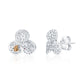 Suzy Levian Sterling Silver Pave White Cubic Zirconia Petite Flower Petal Stud Earrings