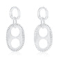 Suzy Levian Sterling Silver White Cubic Zirconia Oval Double Circle Drop Earrings