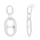 Suzy Levian Sterling Silver White Cubic Zirconia Oval Double Circle Drop Earrings