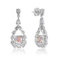 Suzy Levian Sterling Silver Pink Firework Cut Square Cushion Cut Cubic Zirconia Teardrop Shape Earrings