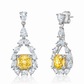 Suzy Levian Sterling Silver Fancy Yellow Firework Cut Square Cushion Cut Cubic Zirconia Teardrop Shape Earrings