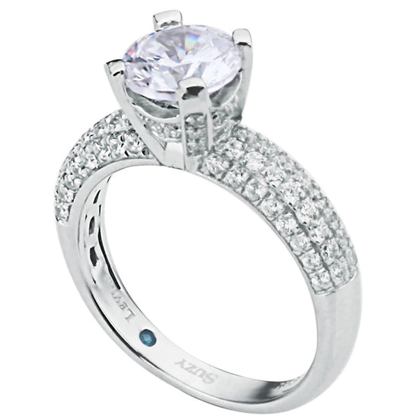 Suzy Levian Bridal Pave Cubic Zirconia Sterling Silver Engagement