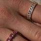 Suzy Levian Rose Sterling Silver Cubic Zirconia White Three Row Modern Eternity Band