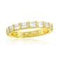 Suzy Levian Yellow Sterling Silver Baguette Emerald Cut Cubic Zirconia Eternity Band