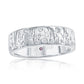 Suzy Levian Sterling Silver Engraved White Cubic Zirconia Scattered Cigar Band Ring
