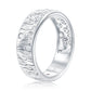 Suzy Levian Sterling Silver Engraved White Cubic Zirconia Scattered Cigar Band Ring