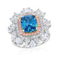 Suzy Levian Sterling Silver Large Aqua Cubic Zirconia Multi-Cut Ring