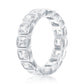 Suzy Levian Sterling Silver White Cubic Zirconia Emerald Cut Bezel Eternity Band