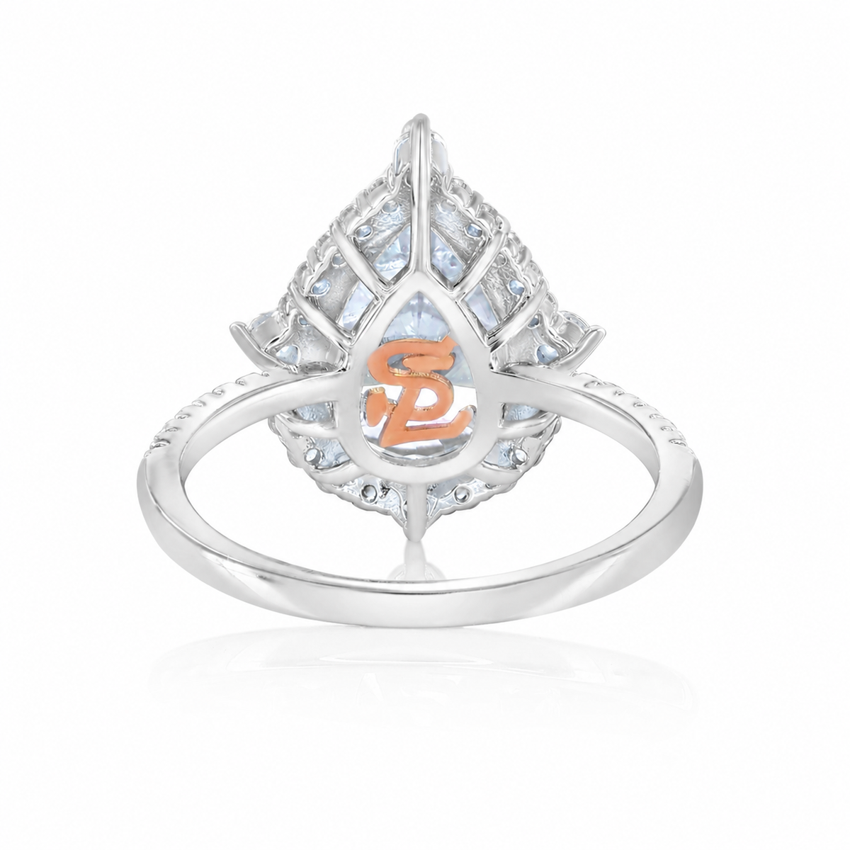 Suzy Levian Sterling Silver Large Firework Cut Pear Shape White Cubic ...