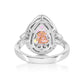 Suzy Levian Sterling Silver Firework Cut Pear Shape Pink Cubic Zirconia  Double Halo Engagement Ring