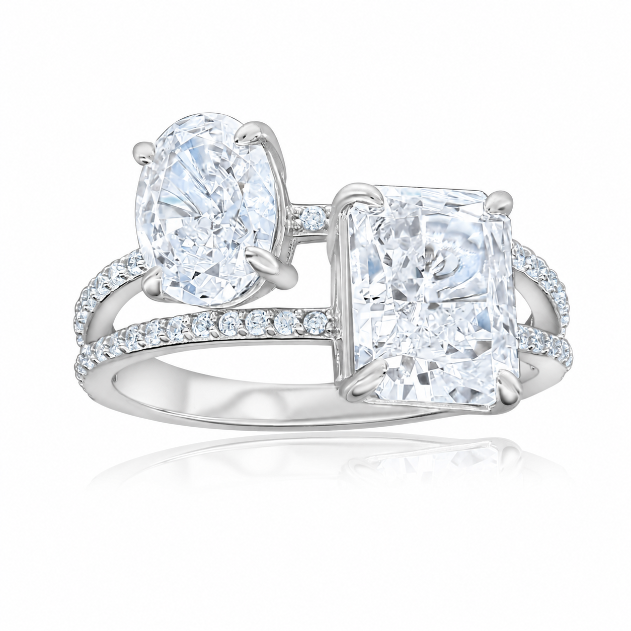 Suzy Levian Sterling Silver Firework Cut White Cubic Zirconia & Two St ...
