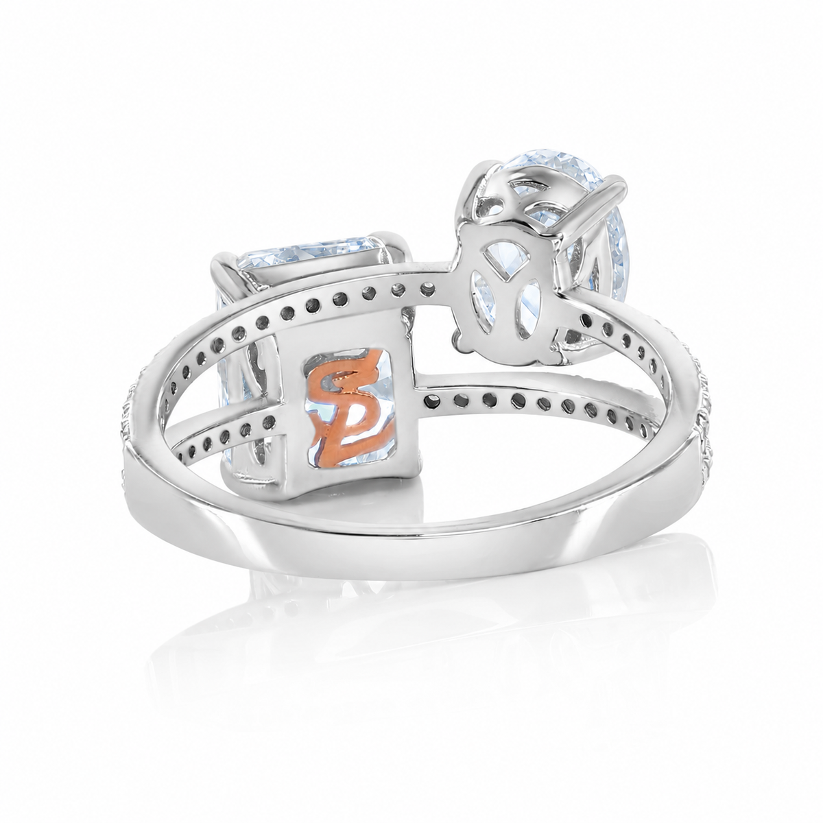 Suzy Levian Sterling Silver Firework Cut White Cubic Zirconia & Two St ...
