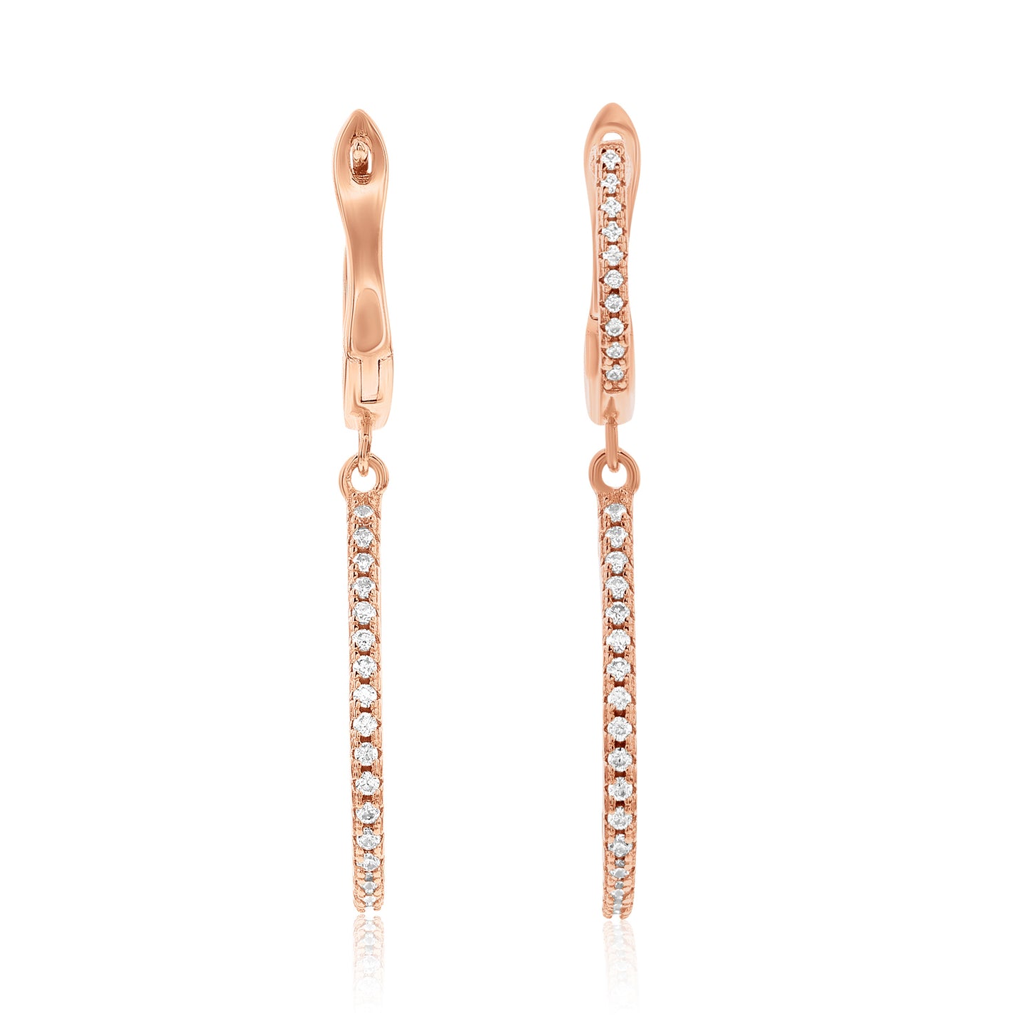 Suzy Levian Rose Sterling Silver White Cubic Zirconia Pear Shape Drop Earrings