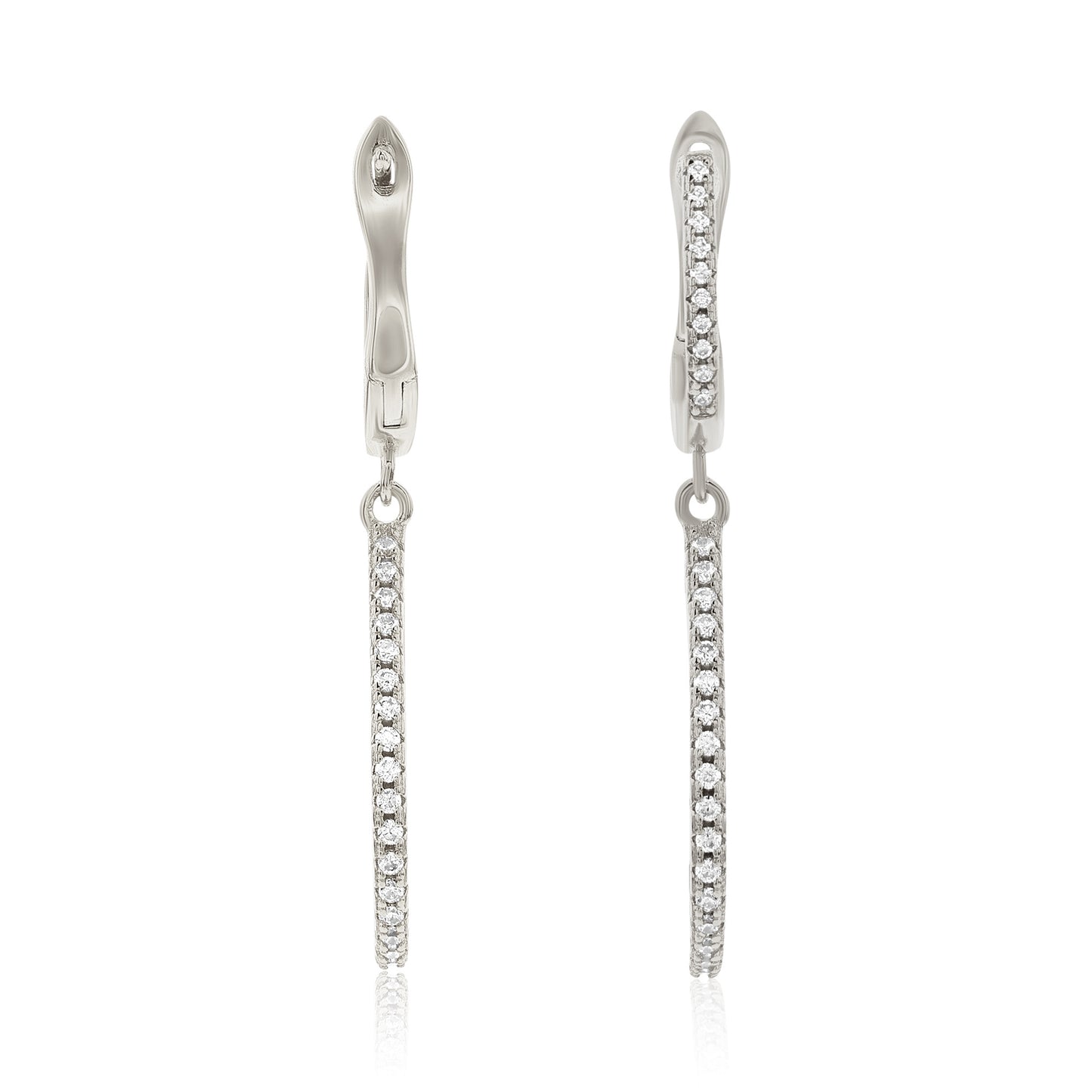 Suzy Levian Sterling Silver White Cubic Zirconia Pear Shape Drop Earrings