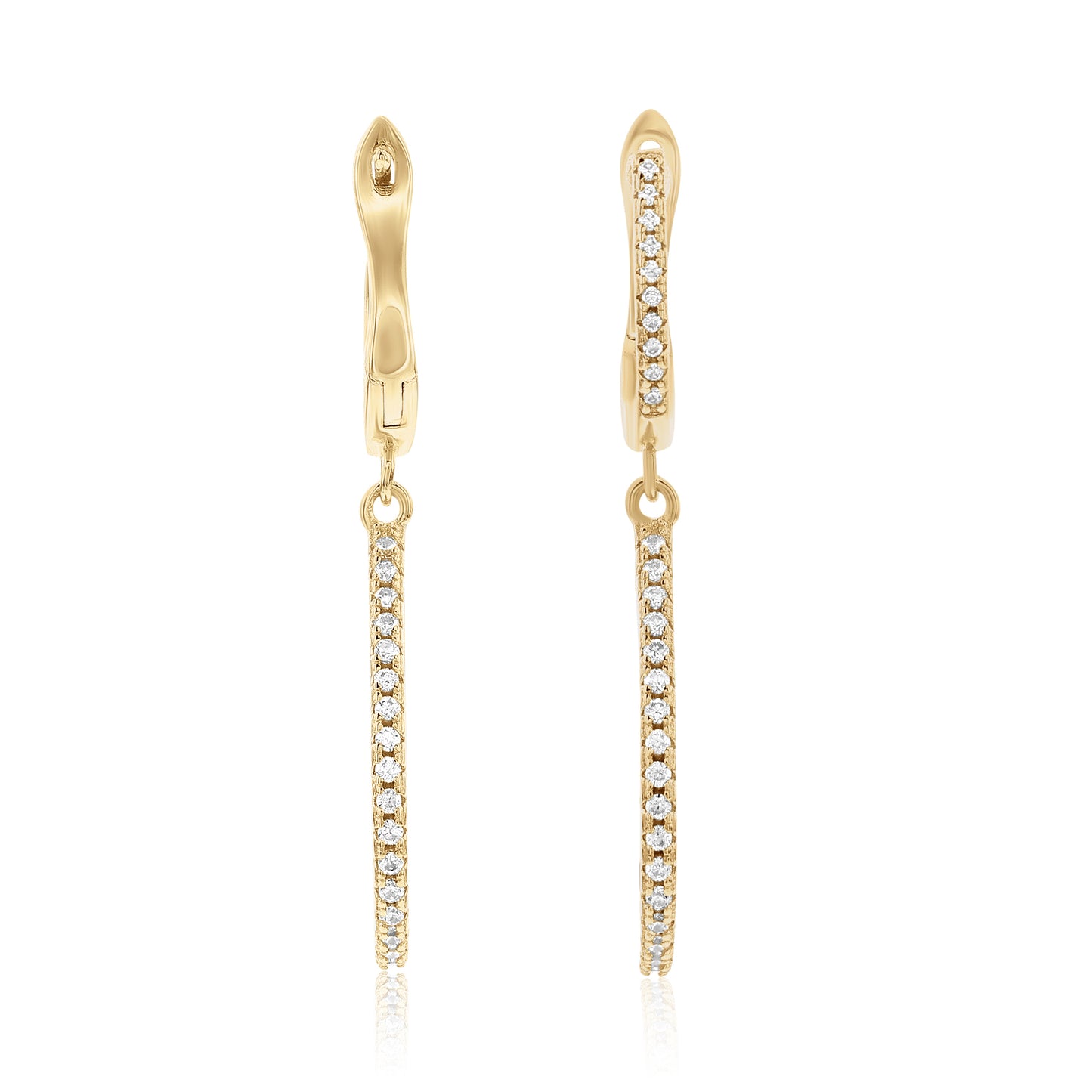 Suzy Levian Yellow Sterling Silver White Cubic Zirconia Pear Shape Drop Earrings