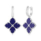 Suzy Levian Sterling Silver Blue Enamel White Cubic Zirconia Pave Flower Clover Hanging Earrings