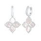 Suzy Levian Sterling Silver Mother of Pearl White Cubic Zirconia Pave Flower Clover Hanging Earrings