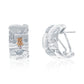 Suzy Levian Sterling Silver & White Cubic Zirconia Pave Checkered Woven Huggie Hoop Earrings