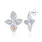 Share Suzy Levian White Sterling Silver White Cubic Zirconia Pave Abstract Flower Petal Earrings