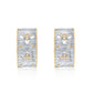 Suzy Levian Sterling Silver White Cubic Zirconia Brushed Finish Italian Florentine Huggie Earrings