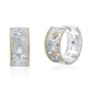 Suzy Levian Sterling Silver White Cubic Zirconia Brushed Finish Italian Florentine Huggie Earrings
