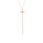 Suzy Levian Rose Sterling Silver Cubic Zirconia Cross Flower Accent Drop Pendant Necklace
