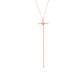 Suzy Levian Rose Sterling Silver Cubic Zirconia Cross Flower Accent Drop Pendant Necklace