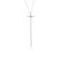 Suzy Levian White Sterling Silver Cubic Zirconia Cross Flower Accent Drop Pendant Necklace