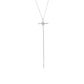 Suzy Levian White Sterling Silver Cubic Zirconia Cross Flower Accent Drop Pendant Necklace