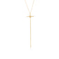 Suzy Levian Yellow Sterling Silver Cubic Zirconia Cross Flower Accent Drop Pendant Necklace