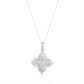 Suzy Levian Sterling Silver Mother of Pearl White Cubic Zirconia Pave Flower Clover Pendant