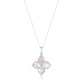 Suzy Levian Sterling Silver Mother of Pearl White Cubic Zirconia Pave Flower Clover Pendant