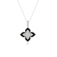 Suzy Levian Sterling Silver Black Enamel White Cubic Zirconia Pave Flower Clover Pendant