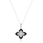 Suzy Levian Sterling Silver Black Enamel White Cubic Zirconia Pave Flower Clover Pendant