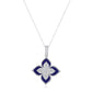 Suzy Levian Sterling Silver Blue Enamel White Cubic Zirconia Pave Flower Clover Pendant