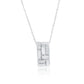 Suzy Levian Sterling Silver & White Cubic Zirconia Pave Checkered Curved Pendant Necklace