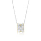 Suzy Levian Sterling Silver White Cubic Zirconia Brushed Finish Italian Florentine Eternity Pendant Necklace