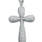 Suzy Levian White Sterling Silver Pave Cubic Zirconia Cross Pendant