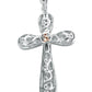 Suzy Levian White Sterling Silver Pave Cubic Zirconia Cross Pendant